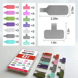 42 Pcs Cable Labels, Large Size Reusable Cable Tags for Wire Organizing, Writeable Waterproof Cord Identification Labels for Electronics, Home and Office, Assorted Colors & Sizes