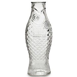 Serax Glass Water Pitcher | Fish & Fish glassware by Paola Navone | Wine Carafe Decanter 28.74 fl oz | Clear Bottle Container for hot and cold Drinks | Beverage Dispenser for Fridge | Suitable as Vase