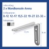 Arena Shelf Bracket/Support, Available in 5 Different Sizes and 3