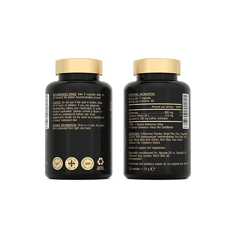 D-Mannose with Cranberry Capsules - 1000mg D Mannose & Cranberry