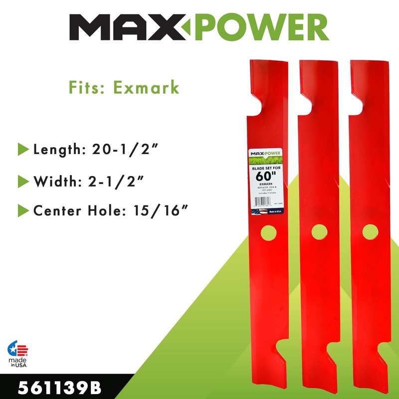 MaxPower 561139B Heavy Duty 3 Blade Set for 60" Cut