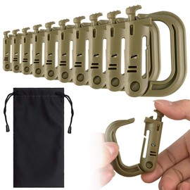 IronSeals 10 Pack Multipurpose D-Ring Grimloc Locking for Molle Webbing Tactical Bag with Drawstring Pouch