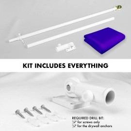 UD_G128 Combo Pack: 6 Feet Tangle Free Spinning Flagpole (White) Solid Violet Flag 3x5 ft Printed 150D Brass Grommets (Flag Incl