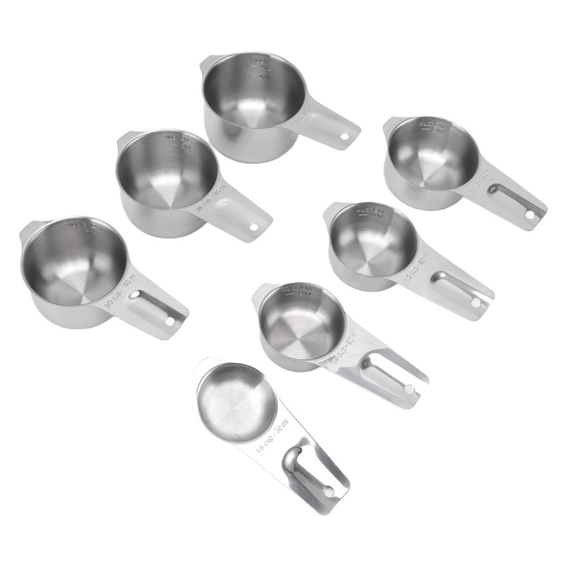 7Pcs Measuring Cups Set Stainless Steel Stackable Multifunctional Metal Nesting
