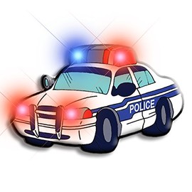 Light Up Police Car Flashing Blinking LED Body Light Lapel Pins (5-Pack)