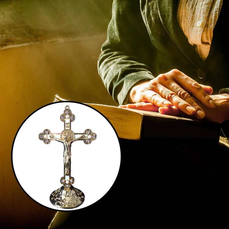 Standing Crucifix with Base Alloy for Home Chapel Decoration and
