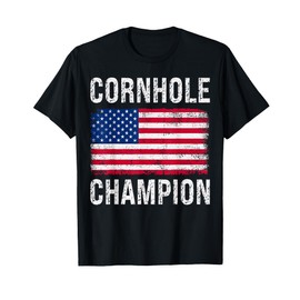 Corn Hole Champion American Flag Bean Bag Vintage Cornhole T-Shirt