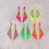Retro Geometric Double Triangle Long 80's Dangle Drop Earrings (Orange)