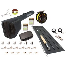 Wild Water Fly Fishing Fortis Series CNC Machined Fly Reel, 7 Foot, 4-Piece, 3/4 Weight Fly Rod Complete Fly Fishing Rod and Reel Combo Starter Package