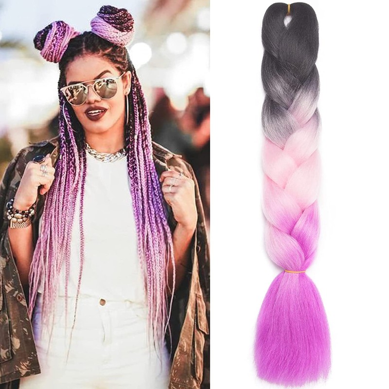 Braiding Hair Extensions 6pcs/pack Jumbo Braids Ombre 5 Rainbow Color