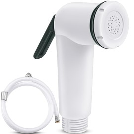 Wenqik On/off Standard Trigger Sprayer Handle Plastic Bidet Spray Head with 1/2" Connecting Hose Bidet Attachments for RV Water Outlets, White