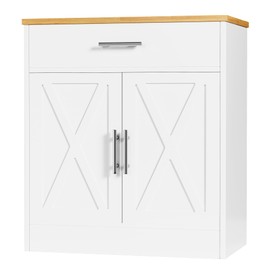 Shintenchi Kitchen Buffet Cabinet with Adjustable Shelf, Modern Kitchen Storage Cabinet,Farmhouse Coffee Bar Cabinet（White）