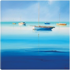 Fine Art Canvas Blue Couta Canvas Wall Decor by Artist Craig Trewin Penny for Living Room, Bedroom, Bathroom, Kitchen, Office, Bar, Dining & Guest Room - Ready to Hang - 32 in x 32 in