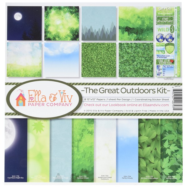 Reminisce EAV-797 The Great Outdoors Scrapbook Collection Kit, 12 x 12 Inch