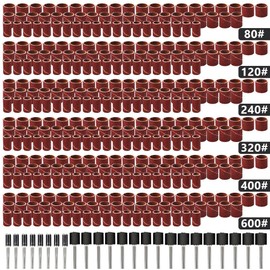 384 Pieces Sanding Drum Kit Drum Sander Sanding Sleeves 80 120 240 320 400 600 Grit with Drum Mandrels Sanding Bands for Rotary Tool