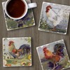 Thirstystone Meadowbrook Roosters 4-Pack Tumbled Tile Stone Coasters with Protective