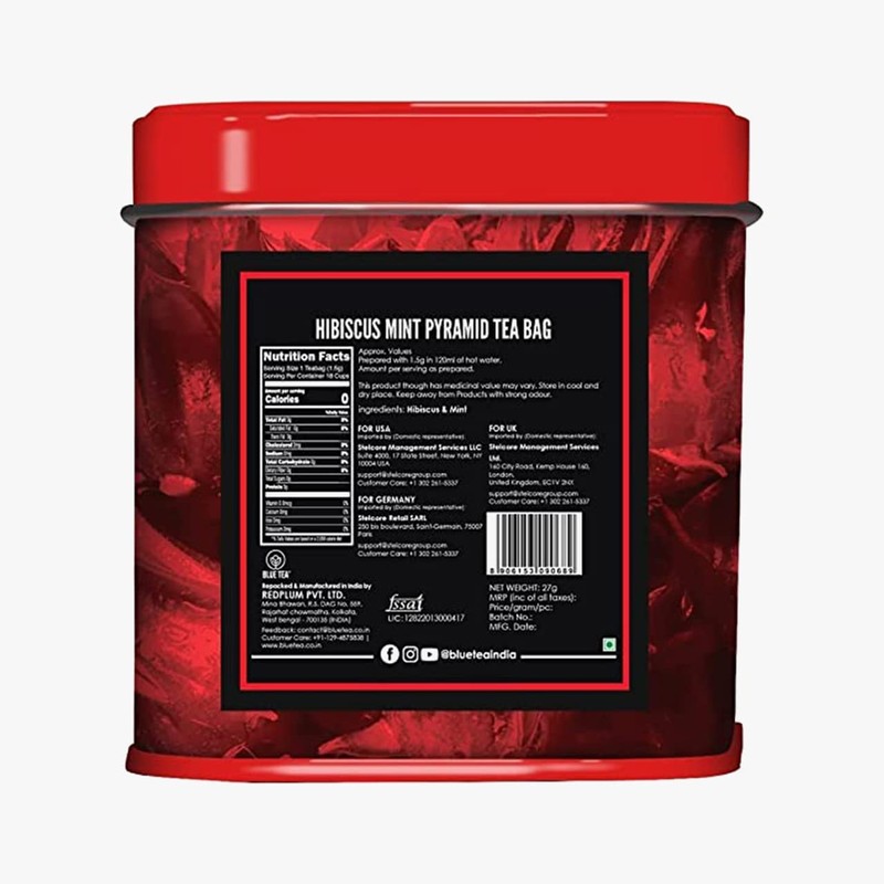 BLUE TEA - Hibiscus Mint Herbal Tea - 36 Tea