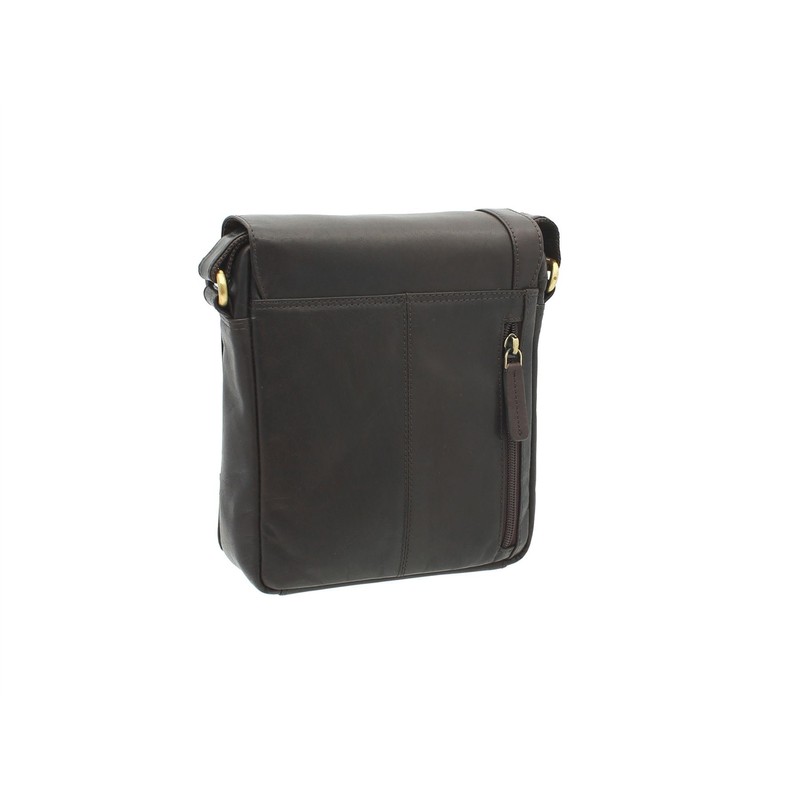 Visconti S7 Compact Leather Messenger Travel Bag, brown