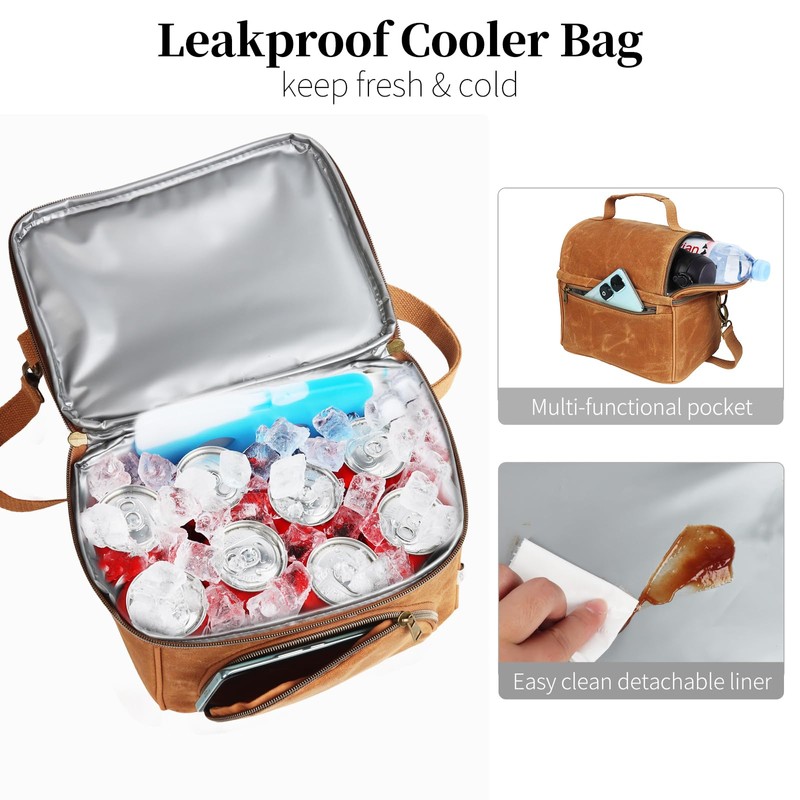 neatlife Lunch Box For Men with 2 XL icepacks,Sturdy Waxed