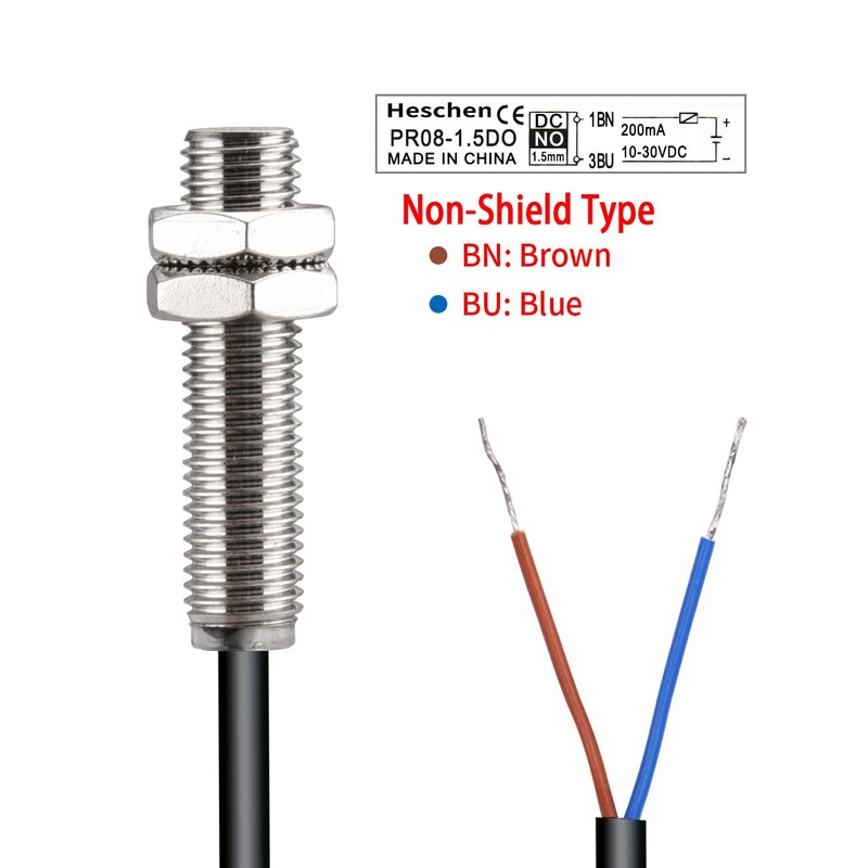 Heschen PR08-1.5DO Inductive Proximity Sensor Cylindrical Type DC 12-24V 2-Wire