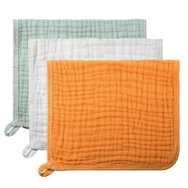 FENQURO Bearmoss Molleton Cloths Baby Muslin Cloths Baby Muslin Cloths 100% Cotton Soft Burp Cloths Baby Absorbent Muslin Cloths Pack of 6 50 x 25 cm for Boys Girls