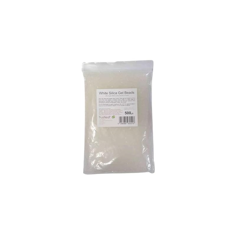 Trustleaf 500g White Silica Gel 2-4mm Beads - Resealable Bag