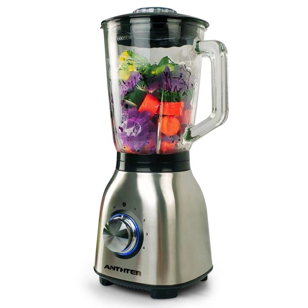 Anthter Professional Plus Blenders For Kitchen, 950W Motor Blender with Stainless Countertop, 50 Oz Glass Jar, Ideal for Puree, Ice Crush, Shakes and Smoothies