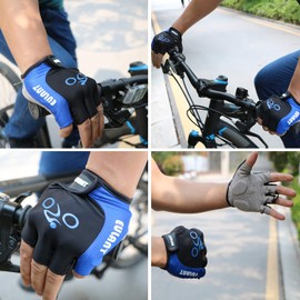ONTYZZ Cycling Gloves Fitness Gloves Women Men Training Gloves Adjustable Sports Gloves for Cycling Camping Fingerless Gloves Blue/L