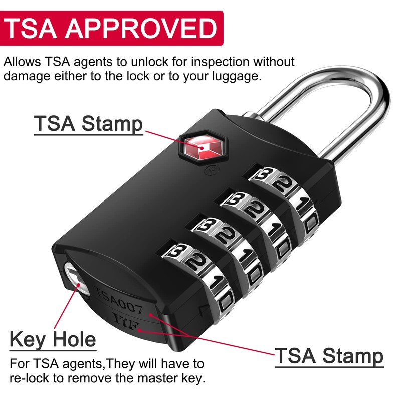 ZHEGE Luggage Lock, TSA Approved Travel Lock, 4 Digit Combination