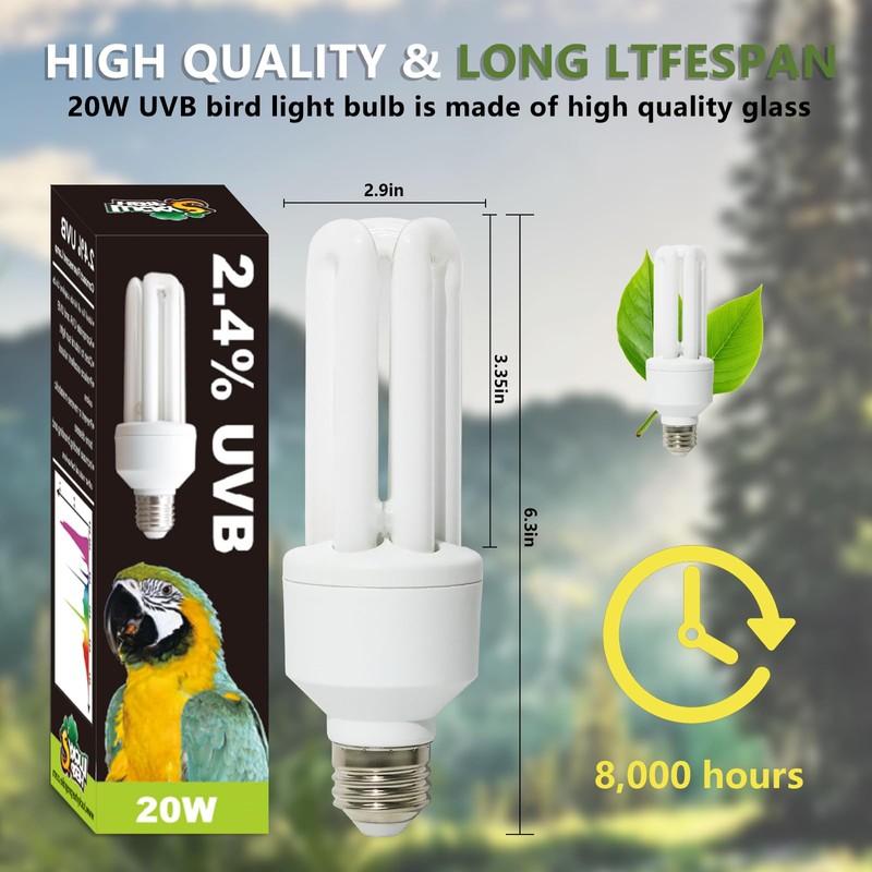 LUCKY HERP UVA UVB Light Bulb for Birds 2.4 UVB