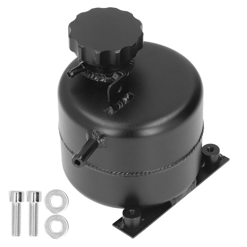 Radiator Coolant Expansion Tank 2.5L Capacity Aluminum Alloy Black Reservoir