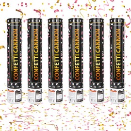 ZOYDP 6 PCS Confetti Cannons, Confetti Cannons Biodegradable 30cm, Multi Colour Confetti, Confetti Cannons Large, confetti poppers for Christmas, Party, Weddings, Birthdays, Celebrations, Anniversary