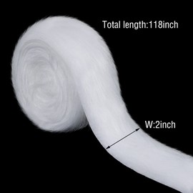 Faux Fox Fur Fabric Shaggy White 2 Inch x 6Yard Faux Fur Trim Ribbon Christmas Trimming Faux Fur Fabric Roll for Christmas Tree Decor or DIY Craft Costume (2 inch x 118 inch, White)