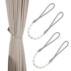 Vankra Pair Of Acrylic Pearl Curtain Tie Backs Curtain Tied Rope Decoration (Grey)