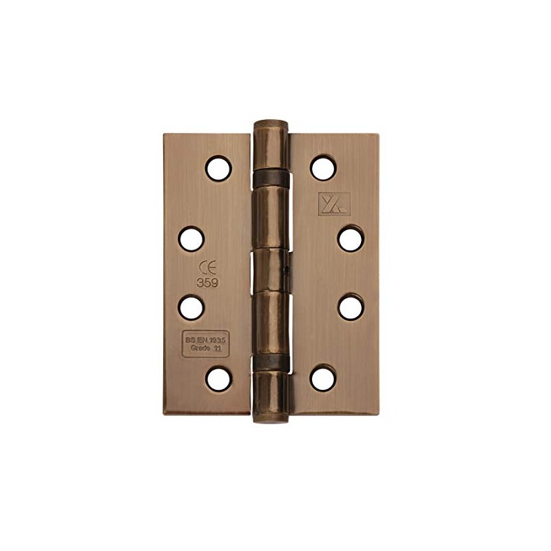 Excel XL869-ANB Pair of 4" Grade 11 Door Hinges, Antique
