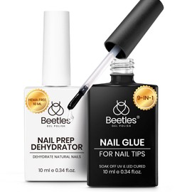 beetles Gel Polish Beetles 9 In 1 Gel Nail Glue Nail Dehydrator Kit for Acrylic Nails Acid Free & Hema-Free Professional Dehydrator Prep for U V Gel Polish Long Lasting Led Lamp Required