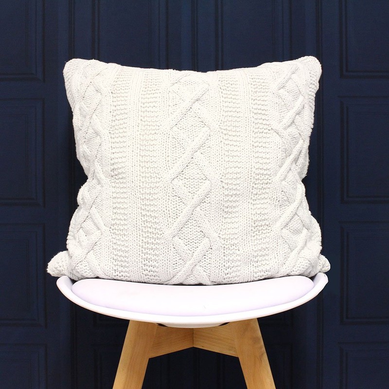 Paoletti Aran Cushion Cover, Cotton, Cream, 55 x 55cm (22"