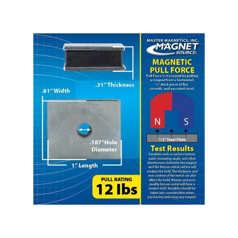 Master Magnetics Ceramic Latch Magnet Assemblies - Rectangular with Center