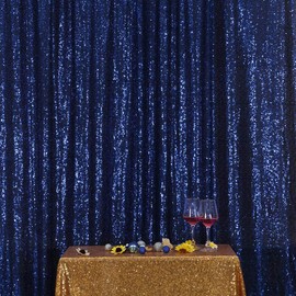 SquarePie Sequin Backdrop 10FT x 10FT Navy Blue Curtain Background for Wedding Party Decoration