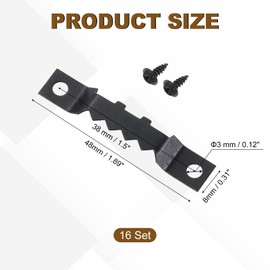 sourcing map 16Pcs Picture Hangers, Double-Eerration Frame Back Hanging Fasteners with Screws, Metal Photo Frame Hooks Fixing Hardware for Hanging Paintings Picture Photos Frame, Black