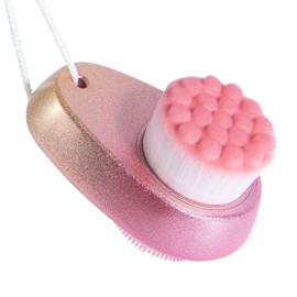 Facial Cleansing Brush 2 in 1, Ooloveminso Face Exfoliating Pore Deep Cleansing Brush, Silicone Soft Bristle Dual Face Wash Brush, Face Scrubber for Skincare - Pink