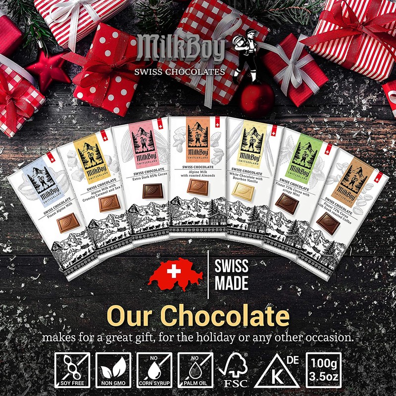 Milkboy Swiss Chocolates - Extra Dark Chocolate Bars 85% Cocoa