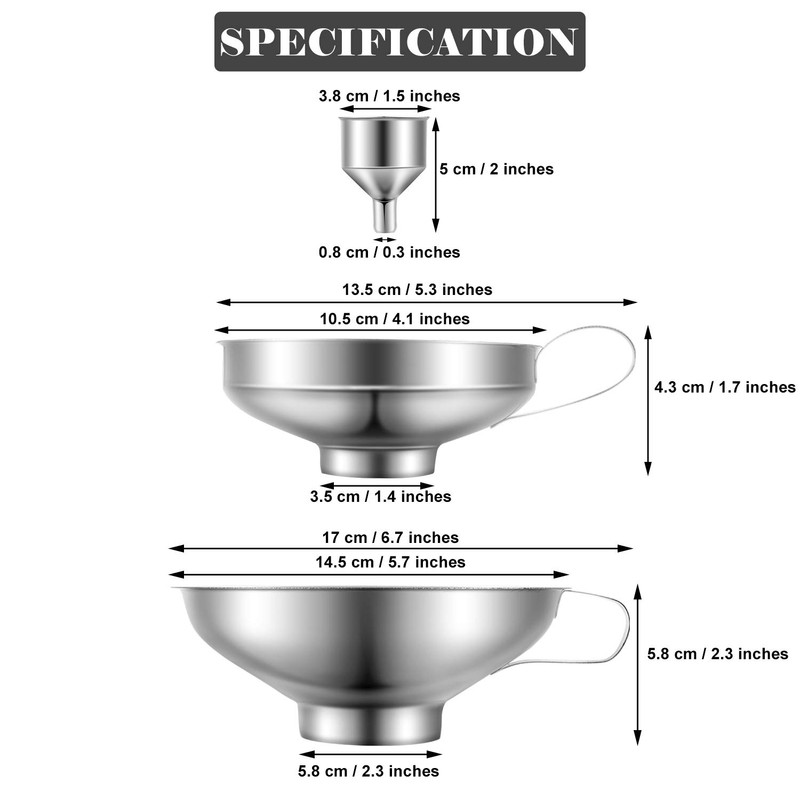 Shappy 5 Pieces Stainless Steel Funnels Set Canning Funnel Fine