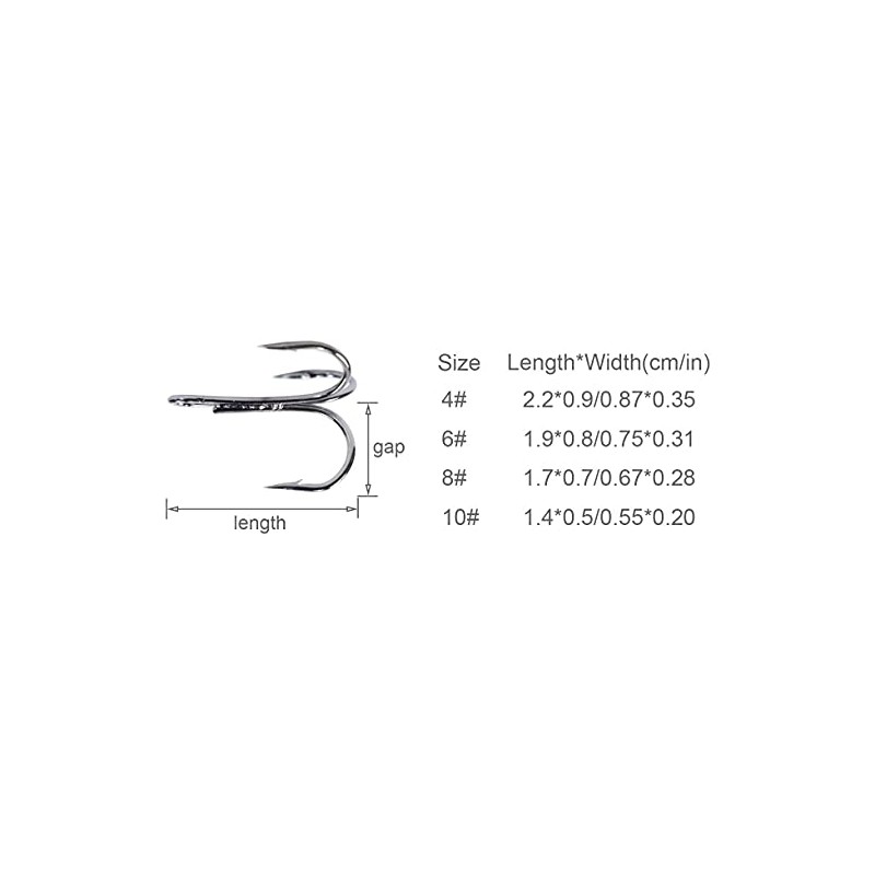 Treble Hooks Kit High Carbon Steel Round Bend Fishing Hook