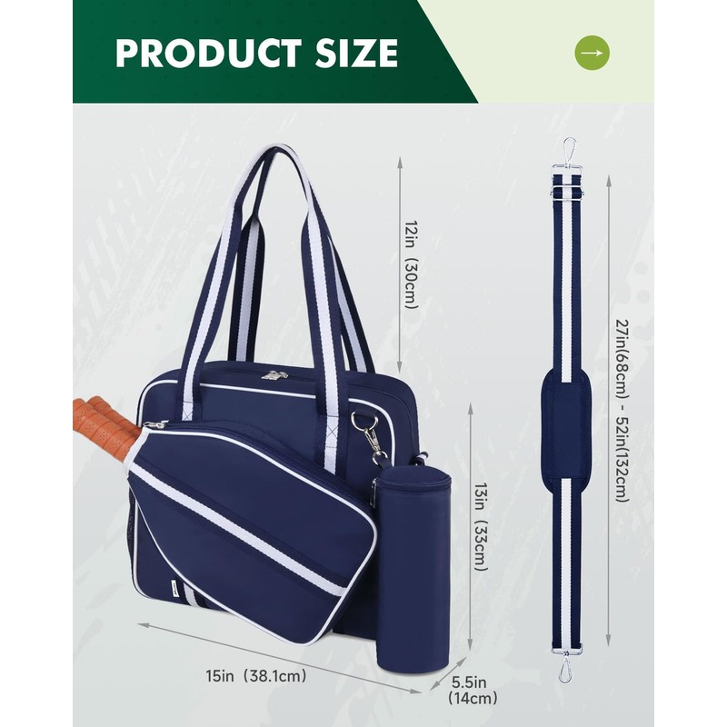 Movker Pickleball Tote Bag for Women Men with Paddle Cover