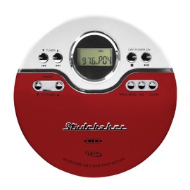Studebaker SB3703RB - Reproductor personal de CD/MP3 para trotar con compatibilidad de audiolibro, función de marcador y radio FM PLL, color rojo/negro