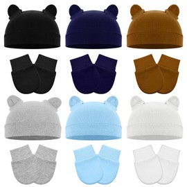 6 Set Baby Hats and Mittens Cute Baby Mittens Newborn Baby Hat with Wars No Scratch Baby Boy Mittens Baby Bear Hat Baby Girl Hat Gloves Infant Beanie Caps Mittens for Newborn Baby Boy Essentials