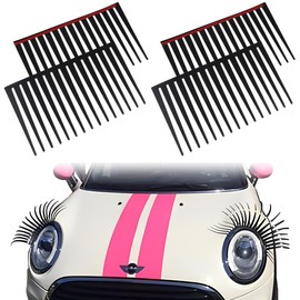3D Car Eyelashes Vinly Sticker, 4 Pack Big Long Eye for Headlight Decoration Sticker, Car Eyelashes, Car Headlights Stickers, Black Car Eyelashes Car-Styling Decorative Sticker, Black