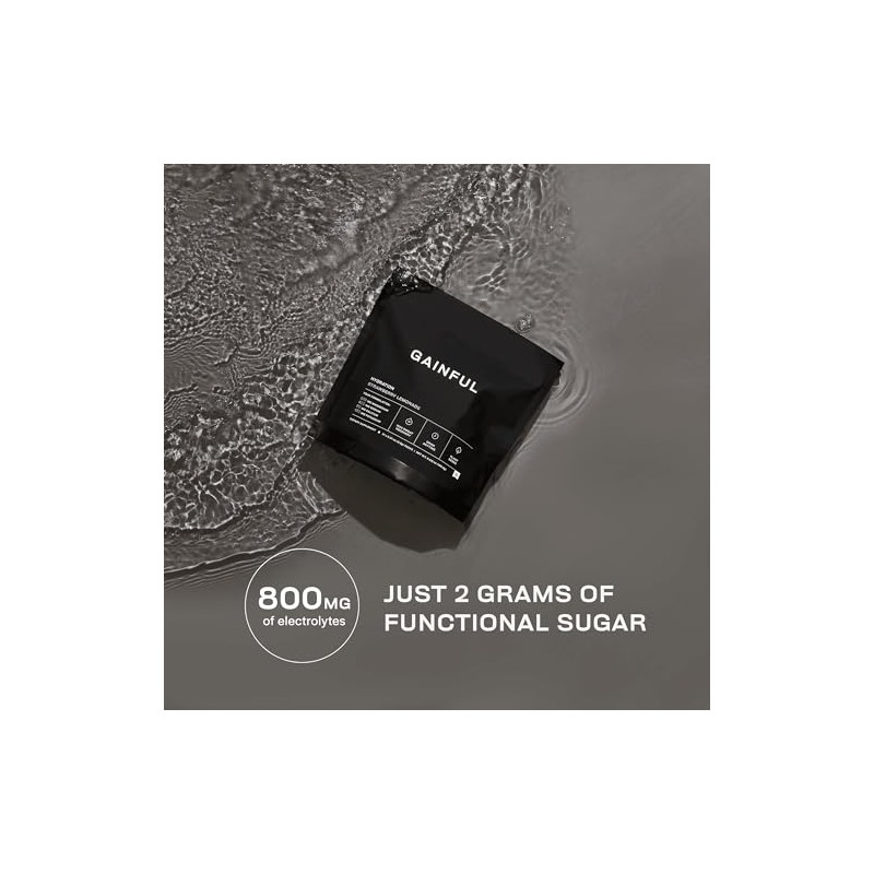 Gainful Sobres de polvos hidratantes sin cafeína con electrolitos clave,