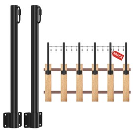 Suchtale 8 Pack 1.3 FT Outdoor String Light Poles, Suspension Fence Post Extender with Clip and Bracket,Deck String Lights Hangers, Wall Mounting Stand for Patio Garden Christmas Wedding Party, Black